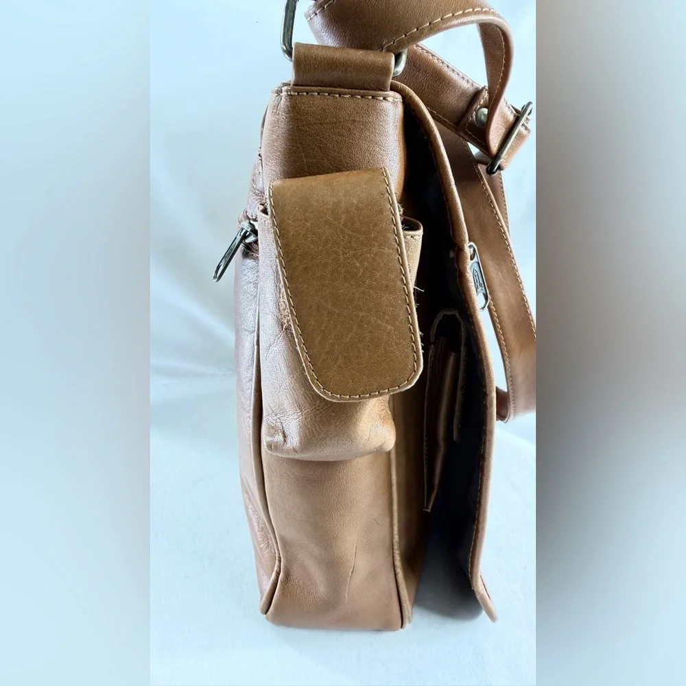 Vintage Puro Cuero Leather Ranch Brown Leather Messenger Crossbody Bag Sling